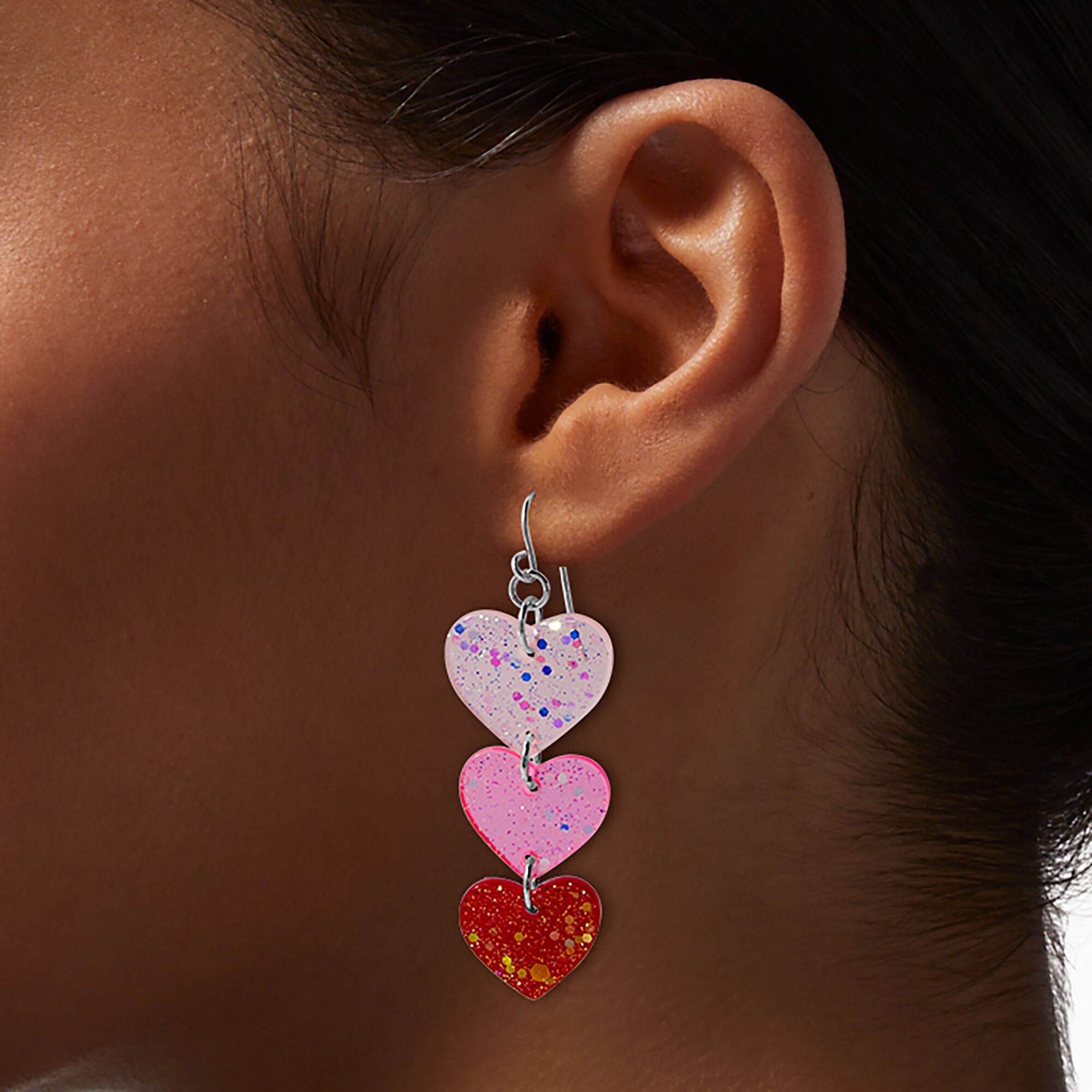 Triple Heart Valentine's Day Drop Earrings,