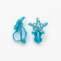Faux Rhinestone Starfish Clip-On Stud Earrings - Blue,