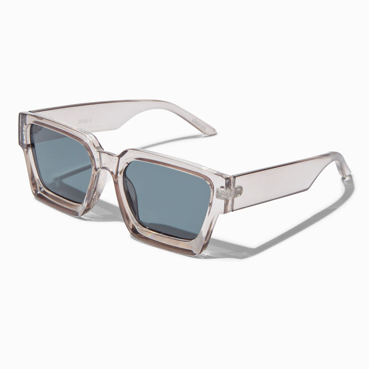 Translucent Gray Smoke Rectangular Sunglasses