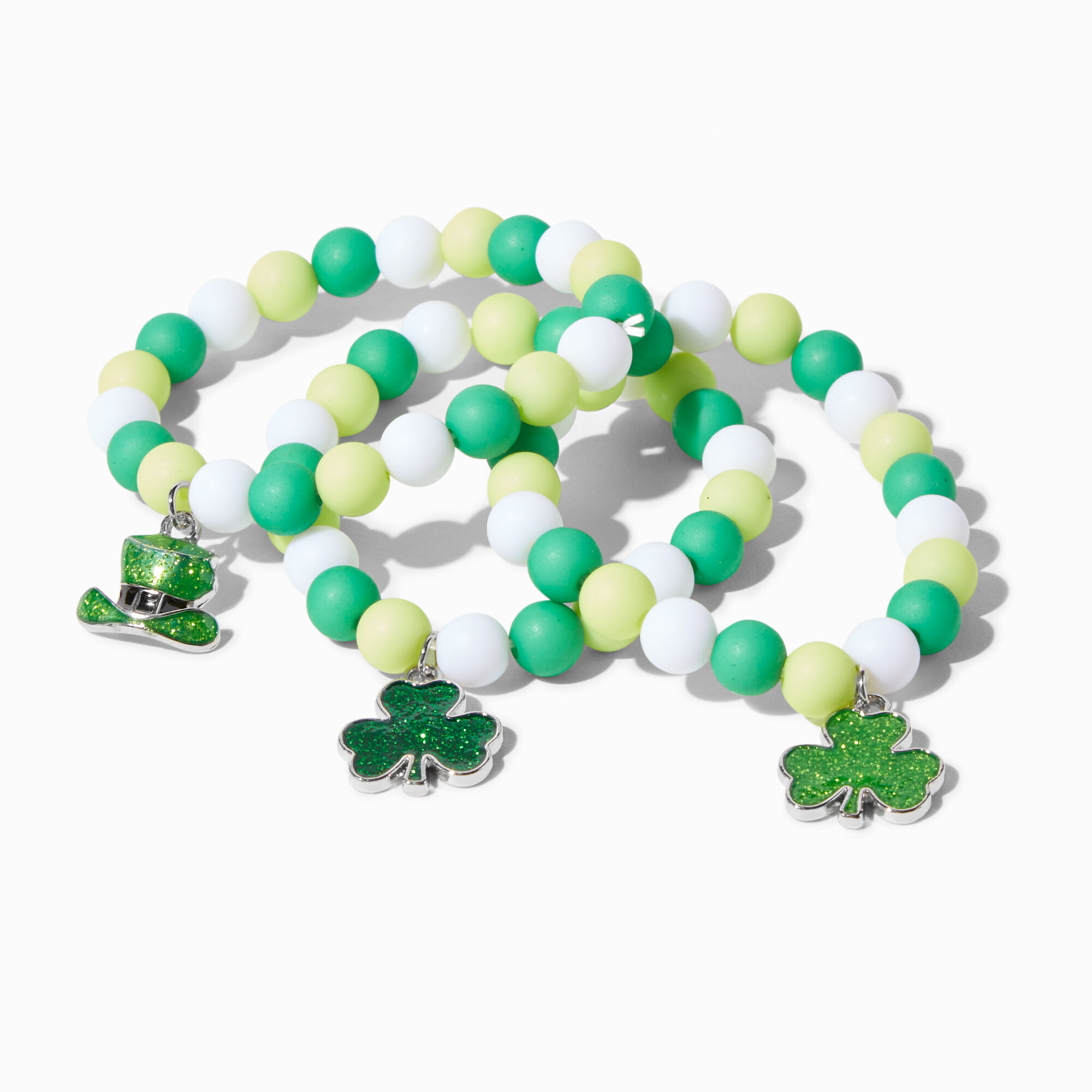 St. Patrick s Day Beaded Stretch Bracelets 3 Pack Claire s