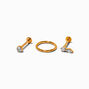Gold-tone Titanium Cubic Zirconia 18G Helix Earrings - 3 Pack,