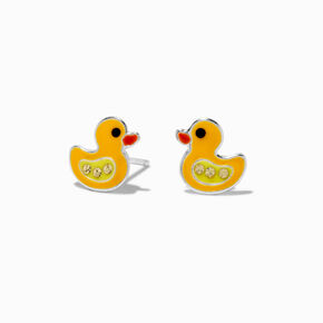 C LUXE by Claire&#39;s Sterling Silver Crystal Duck Stud Earrings,