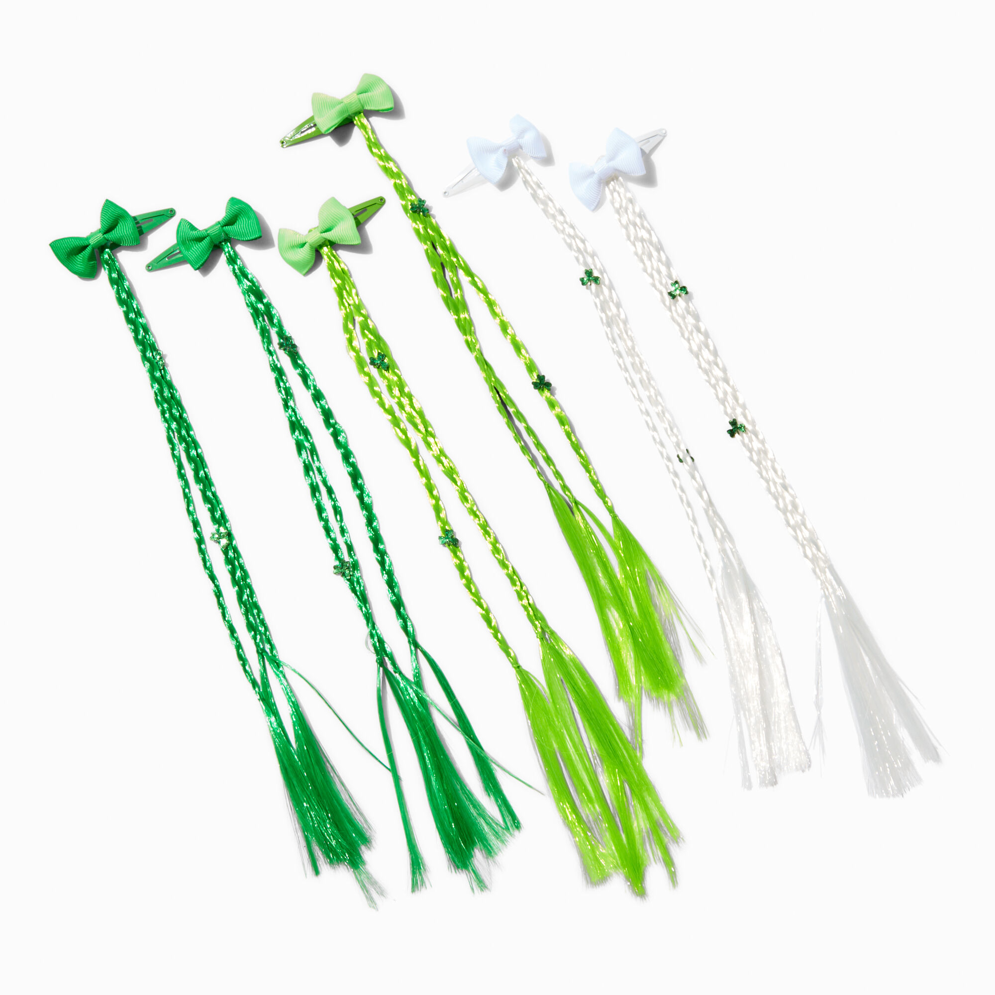 View Claires St Patricks Day Braided Faux Hair Snap Clips 6 Pack information