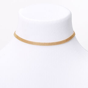 Gold Multi Row Ball Chain Choker Necklace,