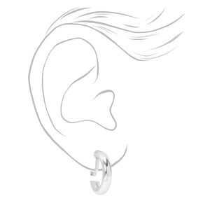 Silver-tone 20MM Tubular Clip On Hoop Earrings,