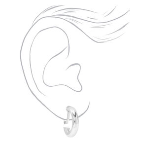 Silver-tone 20mm Tubular Clip-On Hoop Earrings,