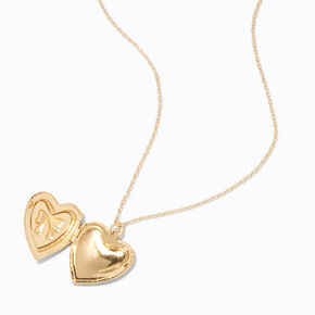 Gold-tone Pearl Bow Locket Necklace ,