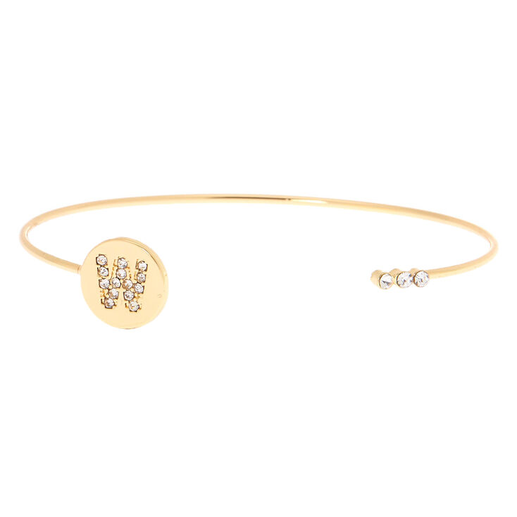 Gold Initial Cuff Bracelet - W,