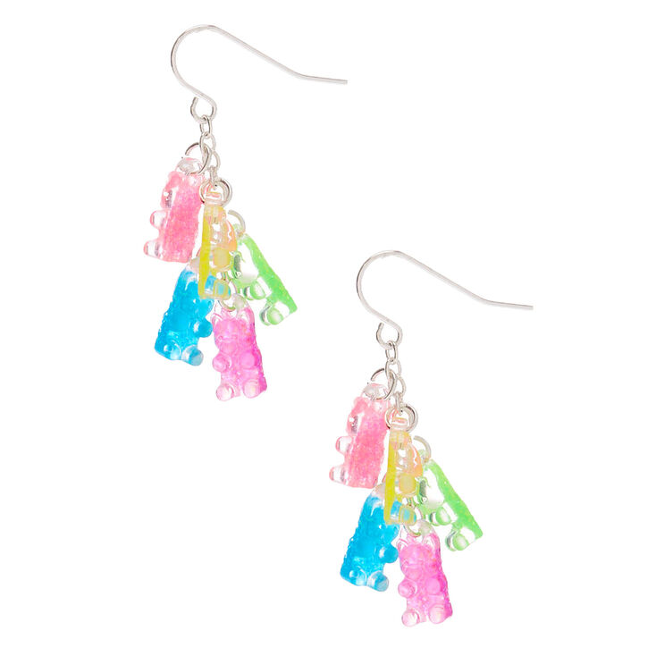  Claire's Glow In The Dark Gummy Bear Earrings - 3 Pairs of 1''  Drop Earrings Silver Pastel Colored Sweet Treat Food Theme Accessories for  Girls: Clothing, Shoes & Jewelry