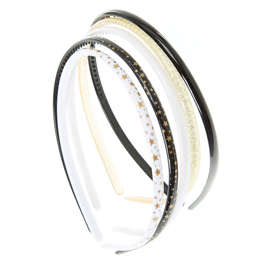 Kids Black & Gold Stars Skinny Headbands,