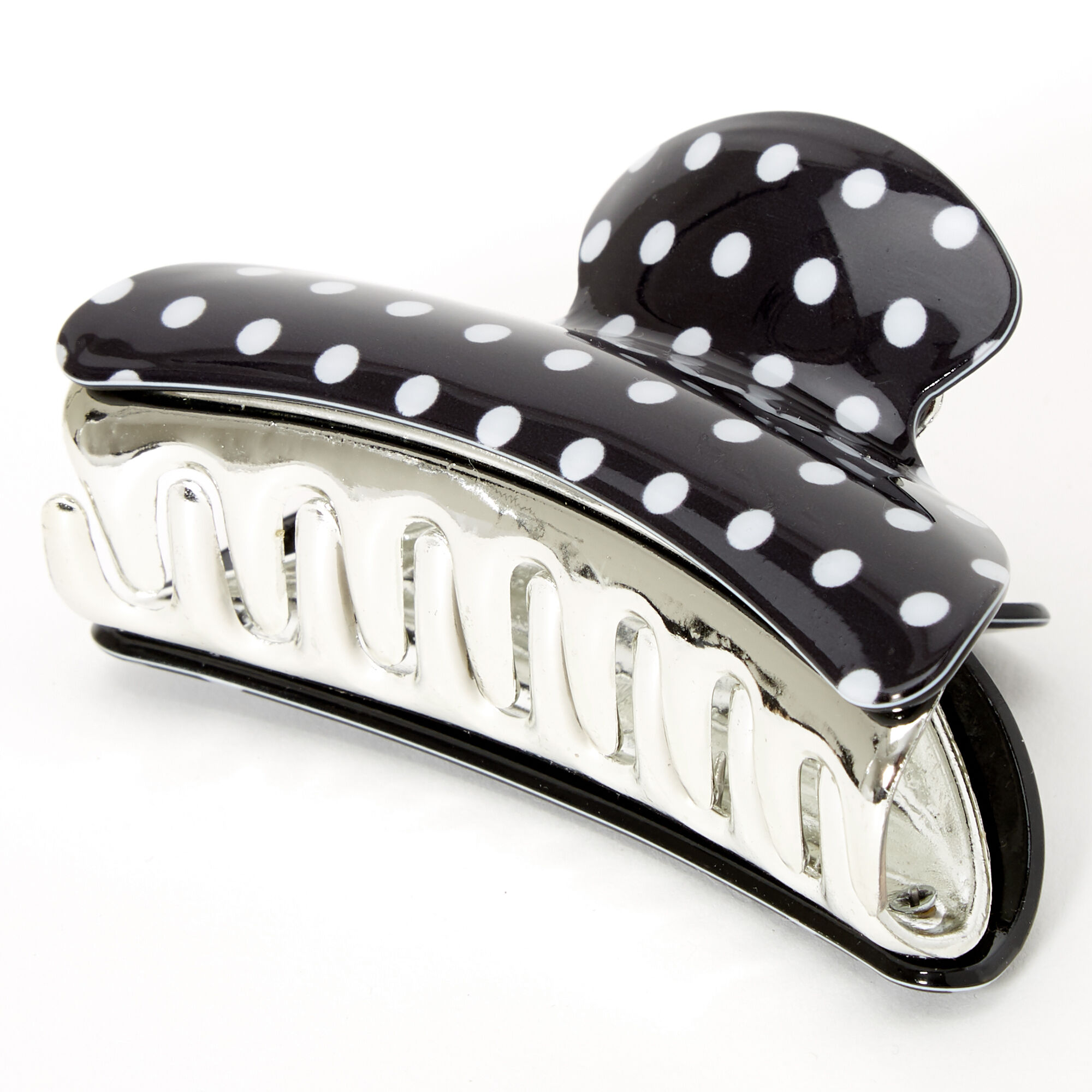 Medium Polka Dot Hair Claw - Black,
