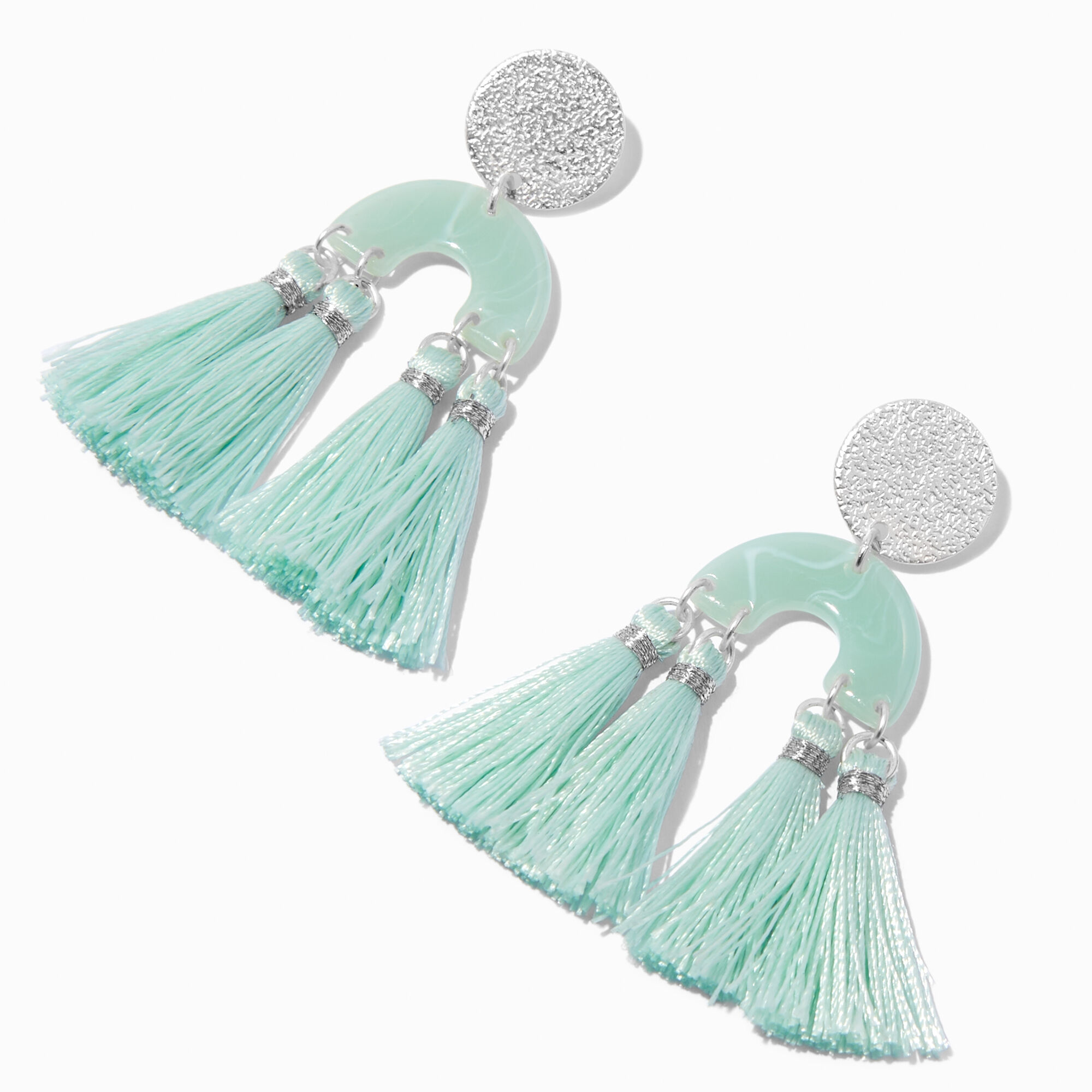 View Claires Resin Tassel 2 u Shape Drop Earrings Mint information