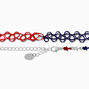 Red, White, &amp; Blue Heart &amp; Stars Choker Necklace Set - 2 Pack,