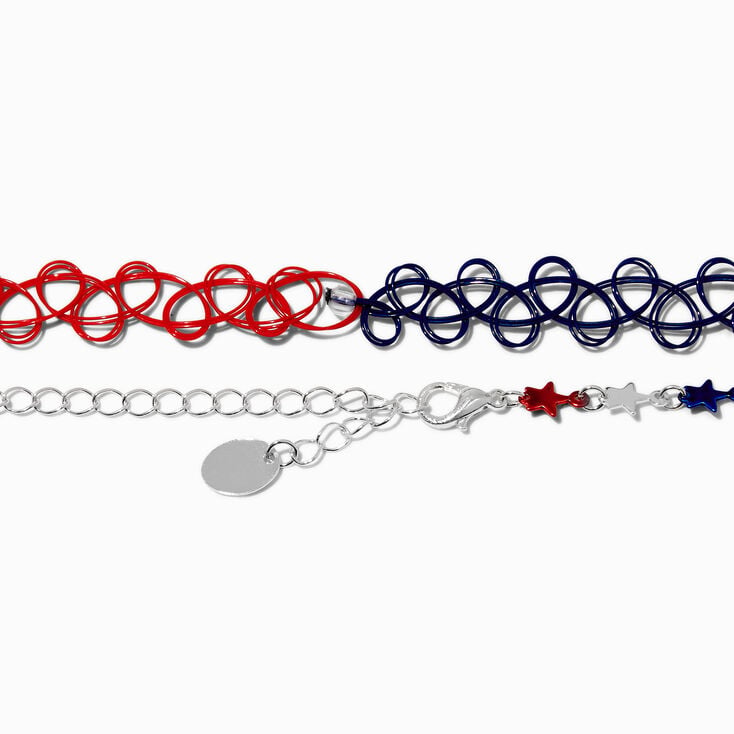 Red, White, &amp; Blue Heart &amp; Stars Choker Necklace Set - 2 Pack,