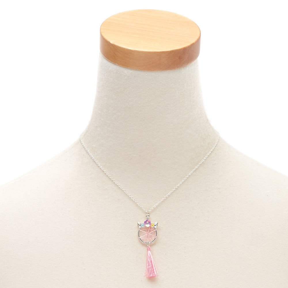 Unicorn Dreamcatcher Pendant Necklace - Pink,