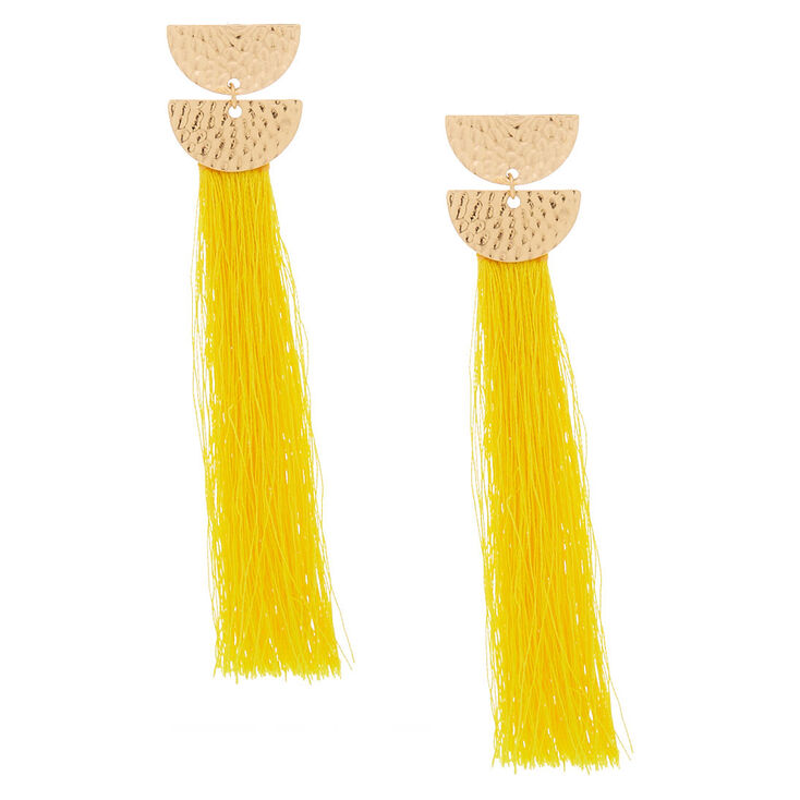 4&quot; Tassel Drop Earrings - Yellow,