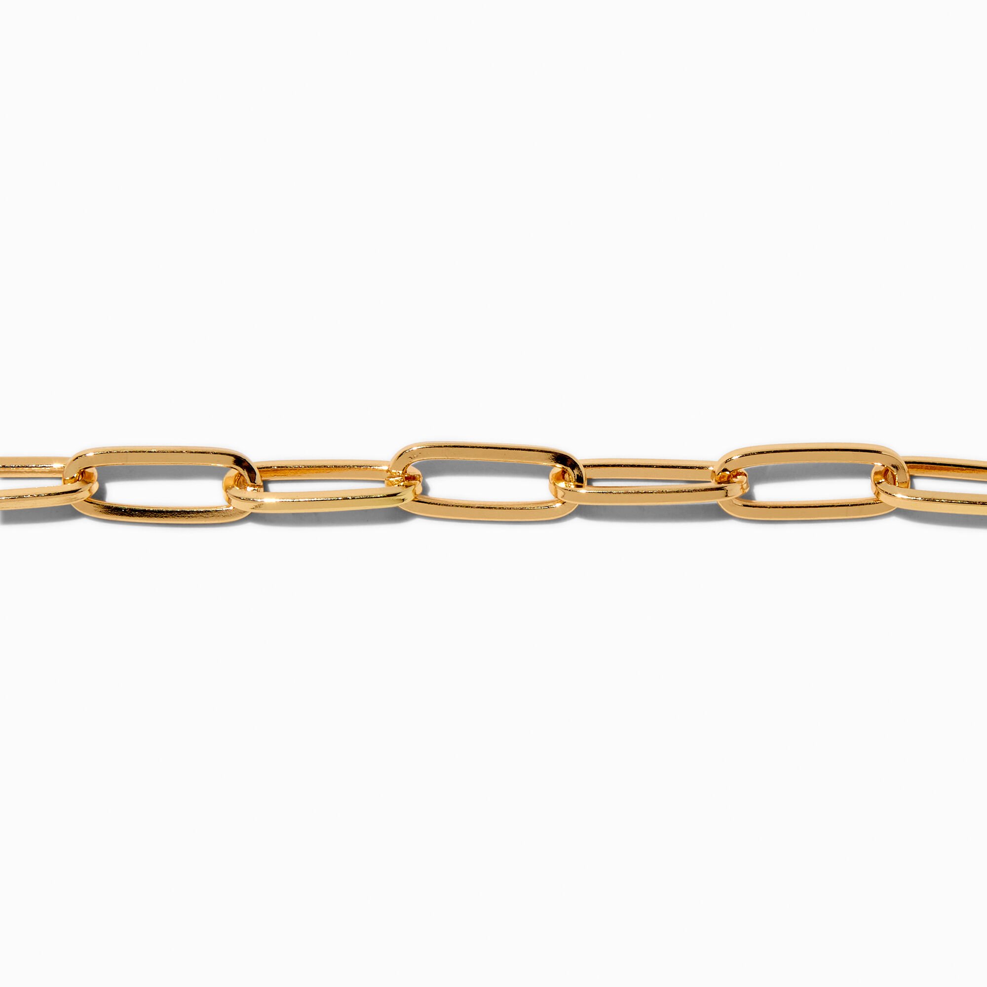 Gold-tone Large Paper Clip Chain Bracelet,