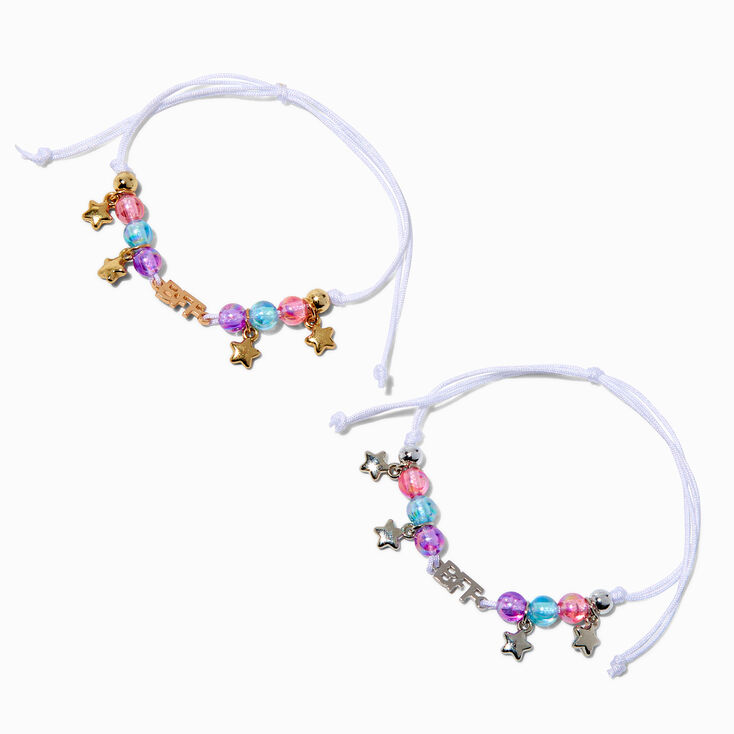Best Friends Mixed Metal Star Pastel Adjustable Bracelets - 2 Pack ,