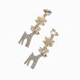 Crystal Reindeer &amp; Gold-tone Snowflake 2&quot; Clip-On Drop Earrings,