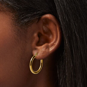 Gold-tone Stainless Steel 3MM Huggie Hoop Earrings,