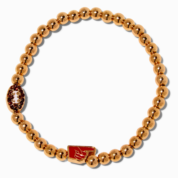 Gold-tone Football Beaded Stretch Bracelet,