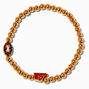 Gold-tone Football Beaded Stretch Bracelet,