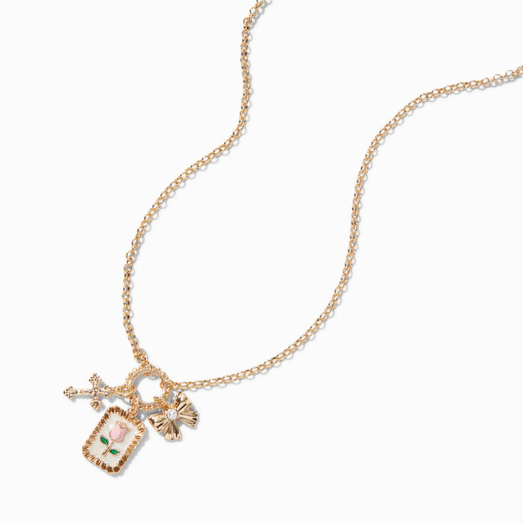 Pink Rose Pendant Charm Necklace,