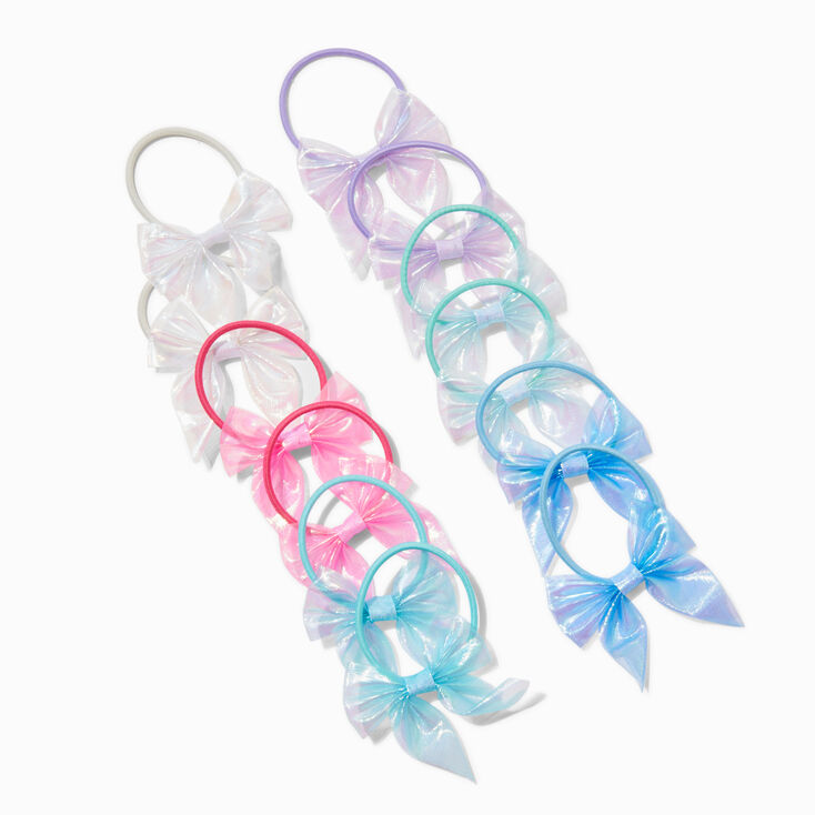 Claire&#39;s Club Iridescent Bow Hair Ties - 12 Pack,
