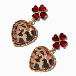Leopard Heart Drop Earrings,