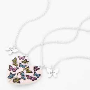 Best Friends Butterfly Split Heart 16&quot; Pendant Necklaces - 2 Pack,