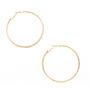 Gold 50MM Glass Rhinestone Studded Hoop Earrings,