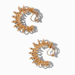 Cr&eacute;oles &agrave; clip 15&nbsp;mm orn&eacute;es d&#39;anneaux enroul&eacute;s couleur dor&eacute;e,