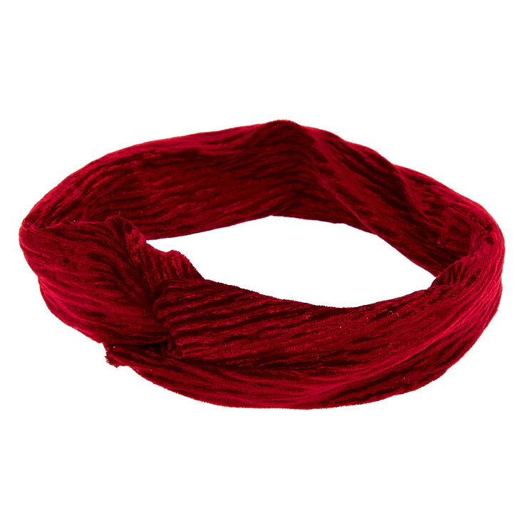 Claire's Bandeau torsadé en imitation velours - Bordeaux
