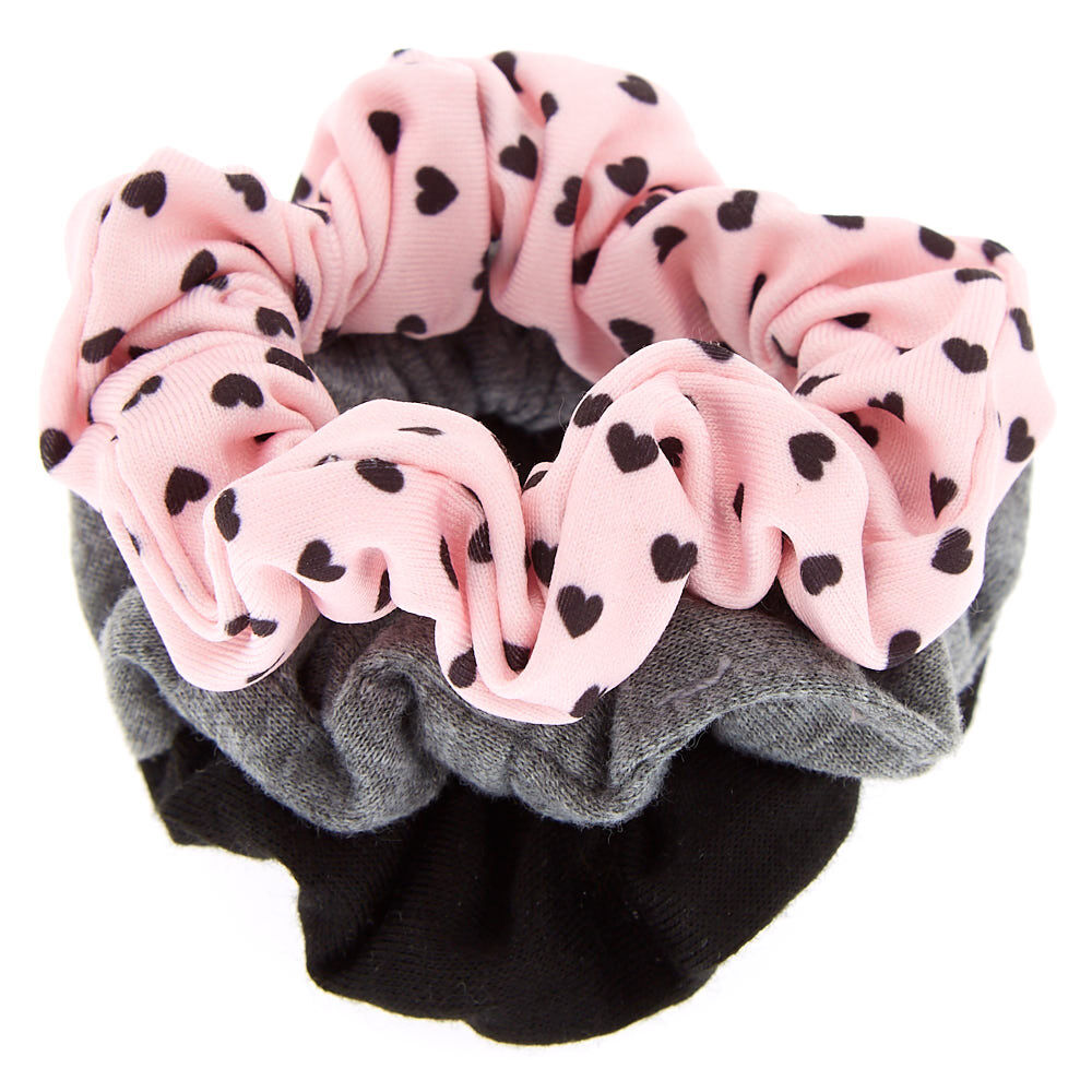 Claire's Club Small Heart Hair Scrunchies - Pink, 3 Pack,