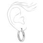Sterling Silver 20MM Textured Hinge Hoop Earrings,