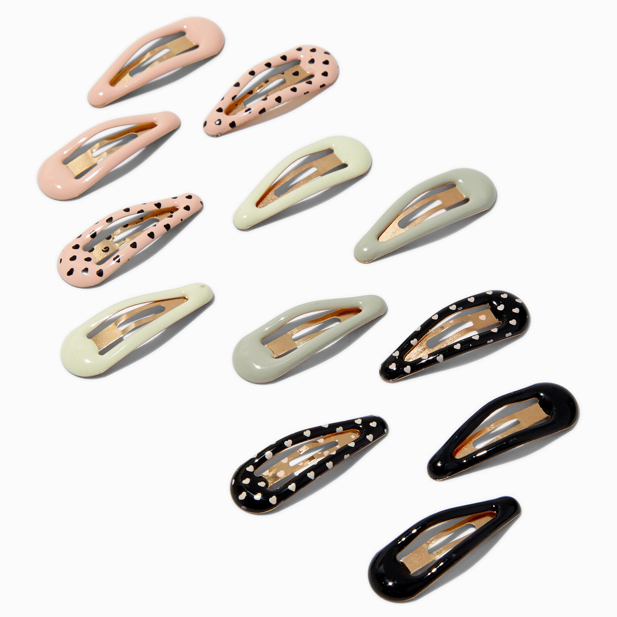 Barrettes clic clac cœur Claire's Club - Lot de 12,