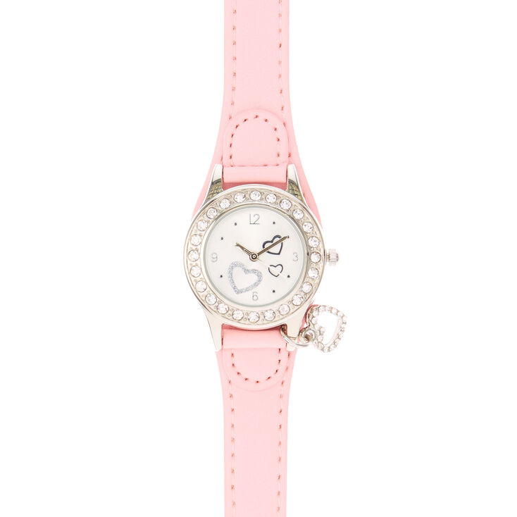 Pink Heart Charm Wrist Watch,