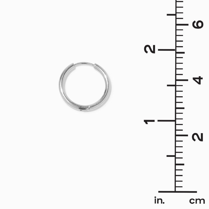 C LUXE by Claire&#39;s Silver-tone Titanium 14mm Tube Hoop Earrings,