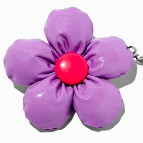 Purple Daisy Puffy Keychain,