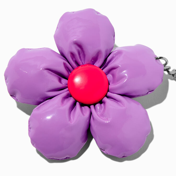 Purple Daisy Puffy Keychain,