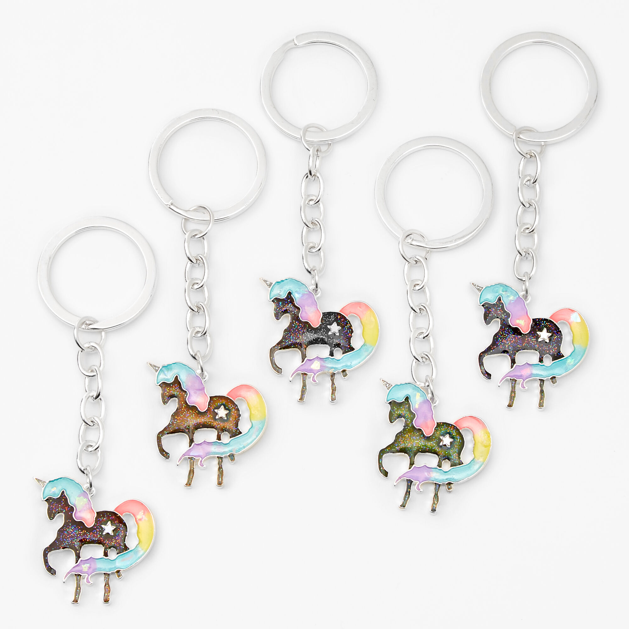 Claire's Porte-clés d’humeur best friends licorne arc-en-ciel - Lot de 5