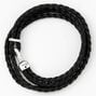 Black Leather Look Braided Wrap Bracelet,