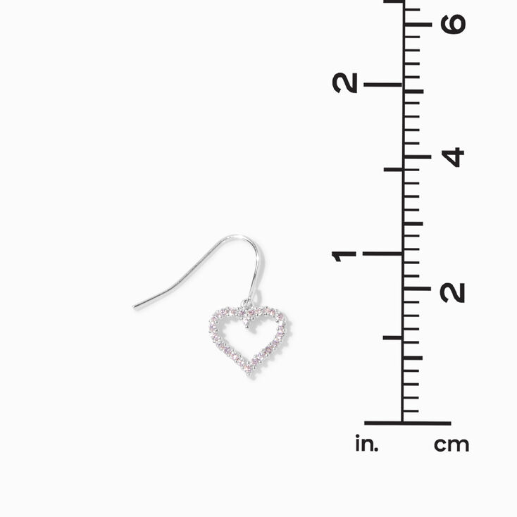 Pink Cubic Zirconia Heart Silver-tone 0.5&quot; Drop Earrings,