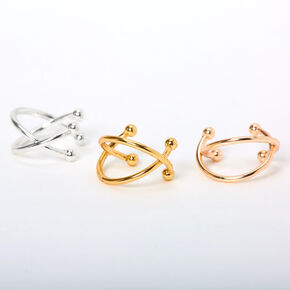 Mixed Metal Criss Cross Ear Cuffs - 3 Pack,