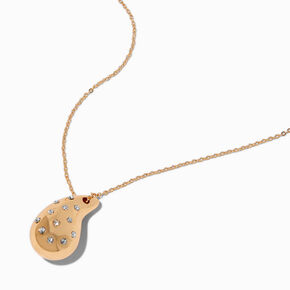 Gold-tone Crystal Studded Bubble Teardrop Pendant Necklace ,