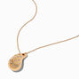 Gold-tone Crystal Studded Bubble Teardrop Pendant Necklace ,