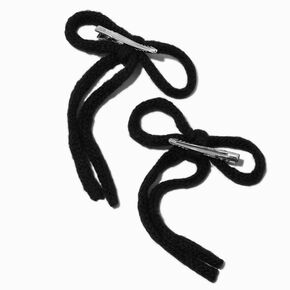 Black Knit Hair Bow Clips - 2 Pack,