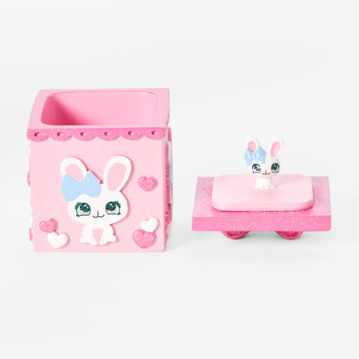 Glitter Pink Bunny Trinket Keepsake Box,
