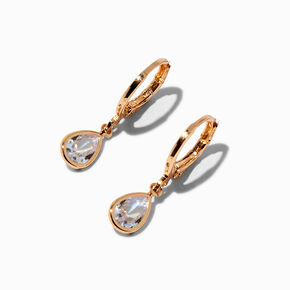 Boucles d&rsquo;oreilles huggies couleur dor&eacute;e en zircon cubique d&#39;imitation poire,