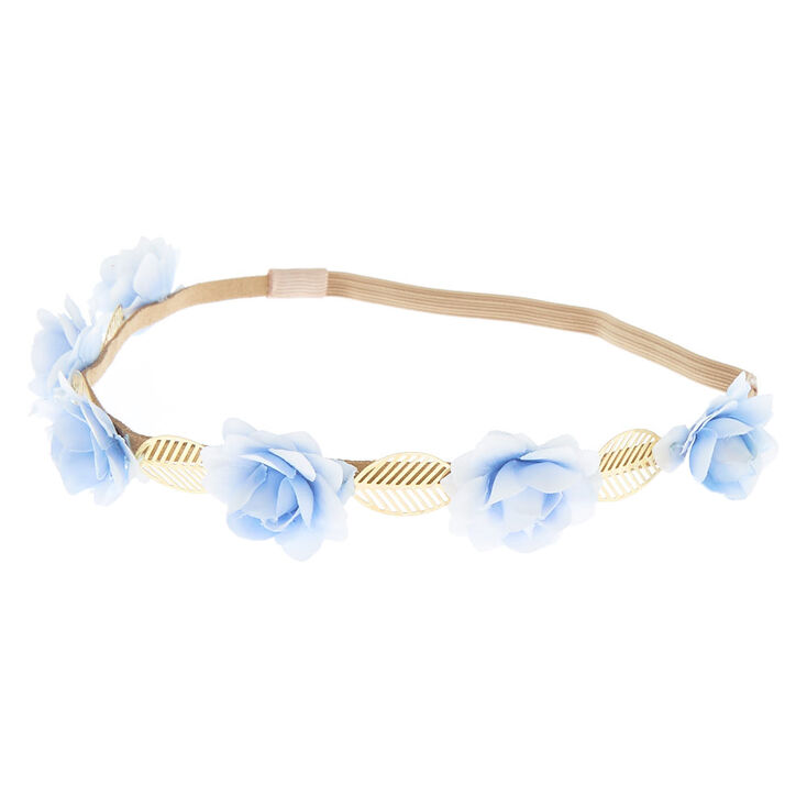 Rose Flower Crown Headwrap - Sky Blue,